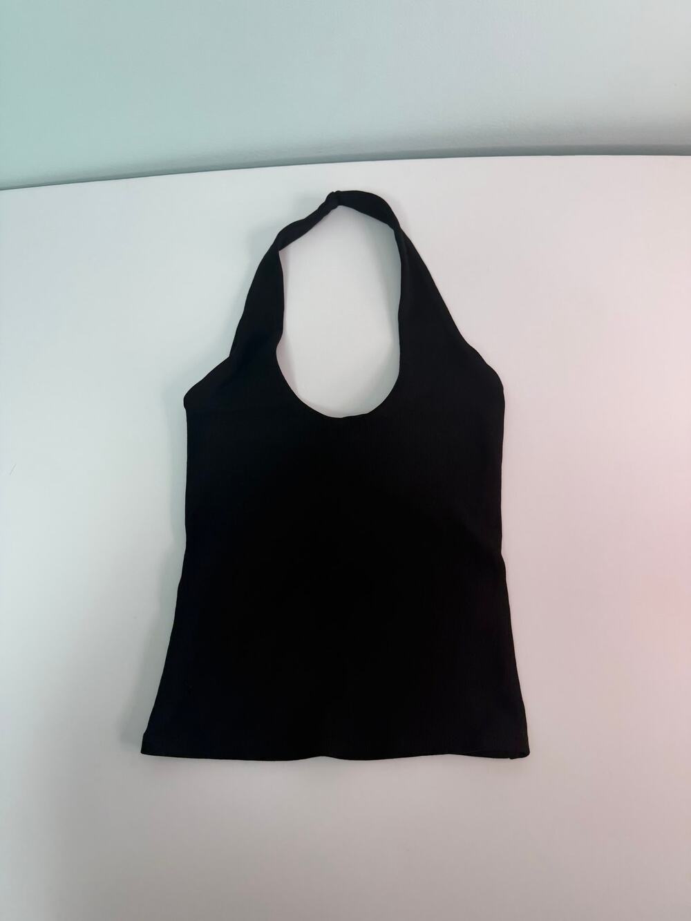 NWT! Zara Ribbed Halter Top - Cropped - Size Small - Black